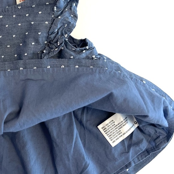 Cat & Jack Denim Blue Ruffle Sleeve Peplum Top w/ White Dots Baby Girl 6-9months - Picture 4 of 5